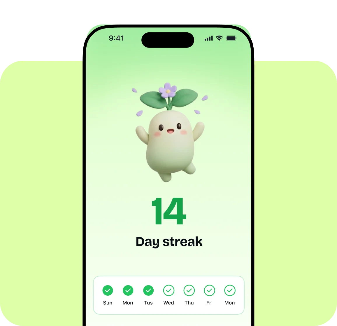 Blomsy app: a 14-day streak celebration